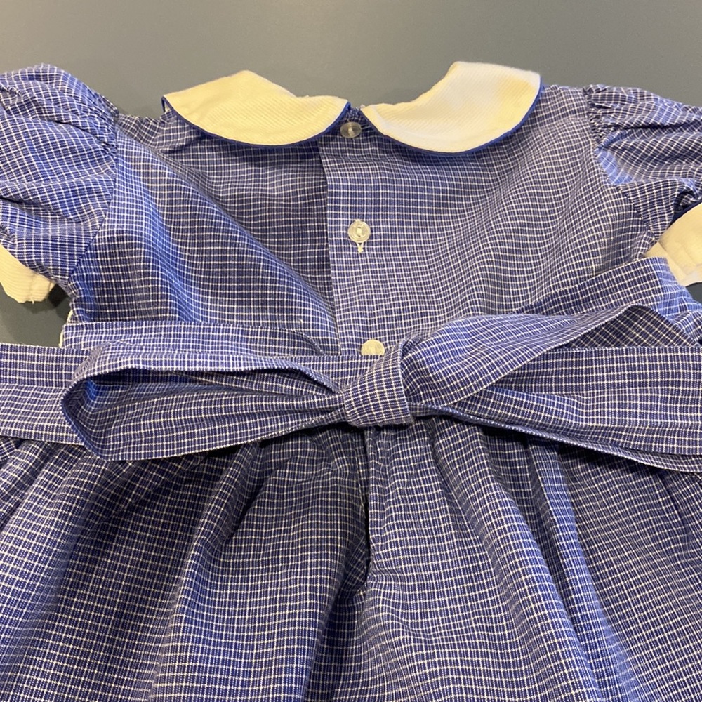 Friedknit Creations Blue Smocked Whale Short Sleeved Bow Tie Dress - Picture 4 of 10